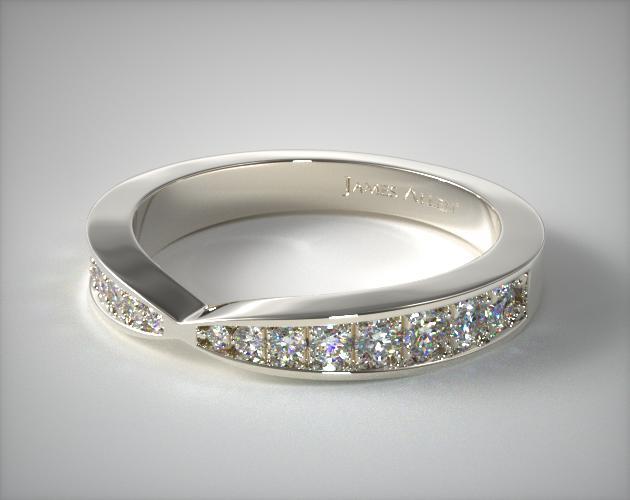 wedding rings, matching bands, 14k white gold tapered pave ... (630 x 500 Pixel)