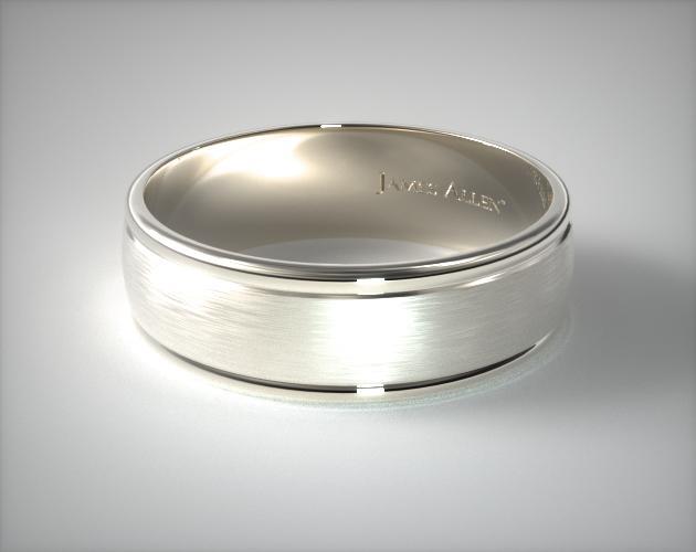 14k White Gold 8mm Grooved Comfort Fit Contemporary ...