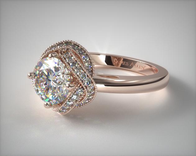 engagement rings, vintage, 14k rose gold infinity milgrain